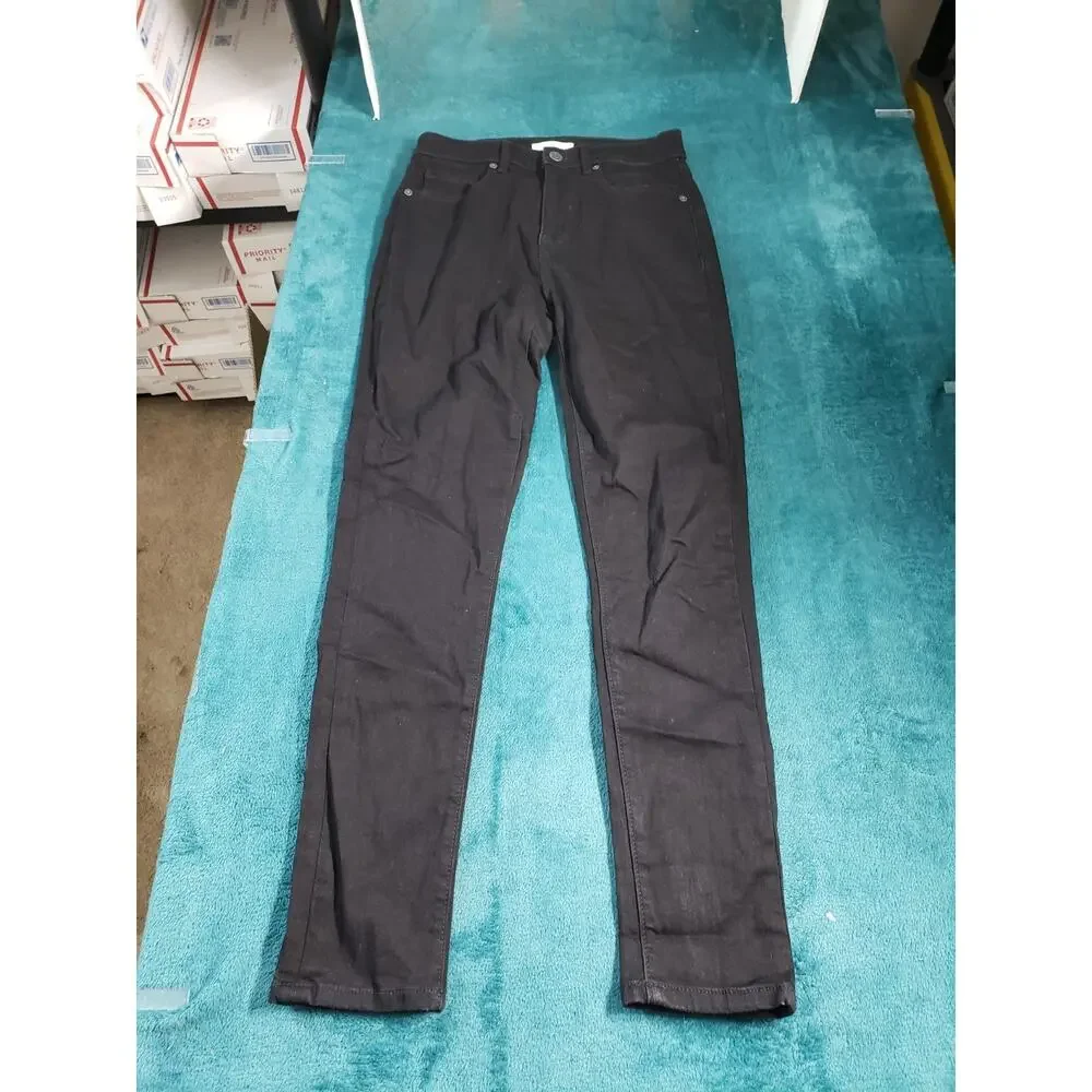 Loft Jeans Size 0 Women Black Pants Denim Stretch Dark Mid Rise The Skinny